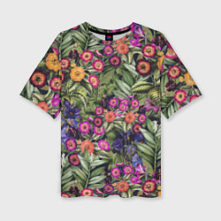 Женская футболка оверсайз Цветы Фиолетовые Рудбеки