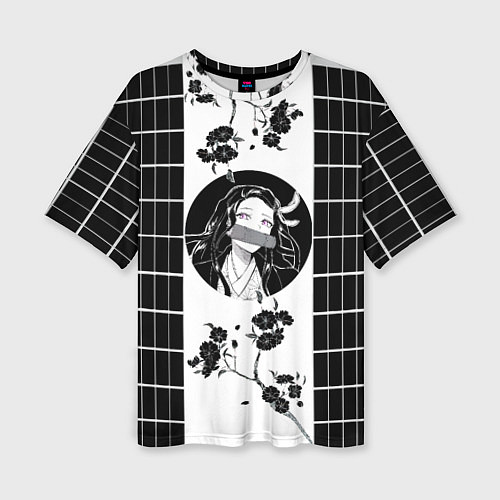 Женская футболка оверсайз Nezuko Kamado Клинок, рассекающий демонов / 3D-принт – фото 1