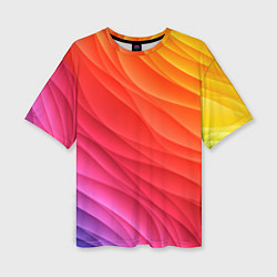 Женская футболка оверсайз Разноцветные цифровые волны