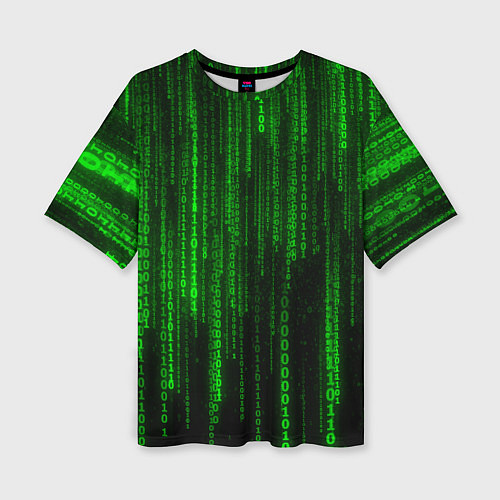 Женская футболка оверсайз Двоичный код Матрица / 3D-принт – фото 1