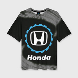 Женская футболка оверсайз Honda в стиле Top Gear со следами шин на фоне