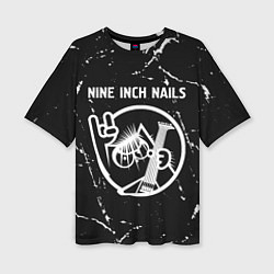 Женская футболка оверсайз Nine Inch Nails - КОТ - Потертости