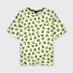 Женская футболка оверсайз Смешное авокадо на белом фоне