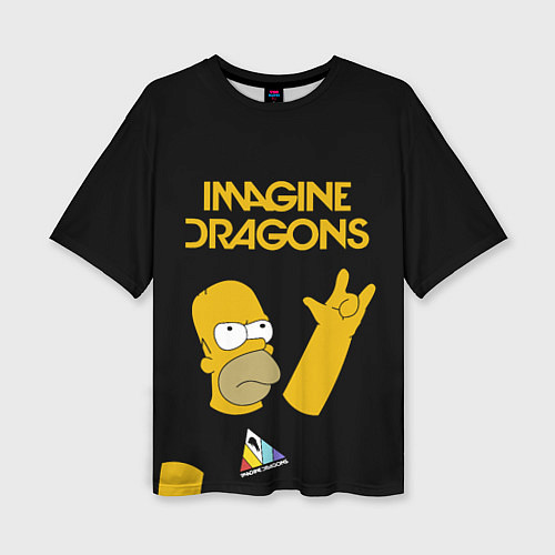 Женская футболка оверсайз Imagine Dragons Гомер Симпсон Рокер / 3D-принт – фото 1