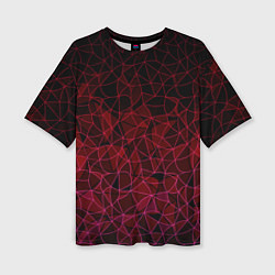 Женская футболка оверсайз Темно-красный абстрактный узор