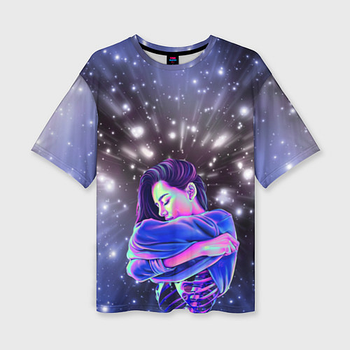 Женская футболка оверсайз Inside the space girl / 3D-принт – фото 1