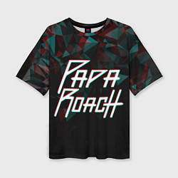 Женская футболка оверсайз Papa roach Glitch Big Logo