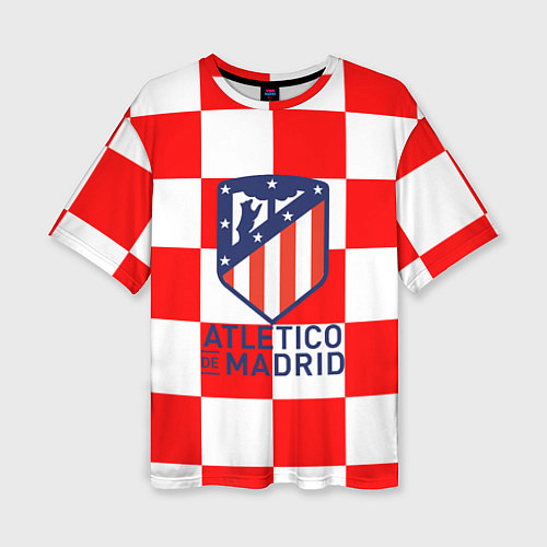 Женская футболка оверсайз Atletico madrid кубики / 3D-принт – фото 1