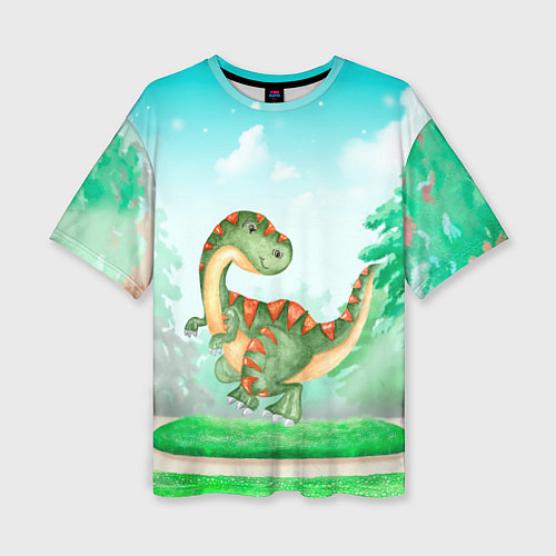 Женская футболка оверсайз Маленький Динозаврик / 3D-принт – фото 1