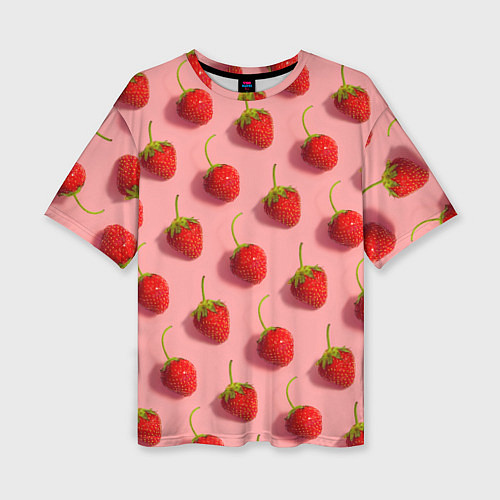 Женская футболка оверсайз Strawberry Pattern / 3D-принт – фото 1