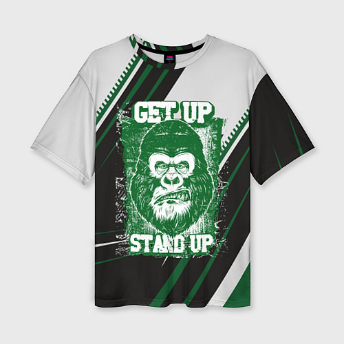 Женская футболка оверсайз Голова злой гориллы / 3D-принт – фото 1