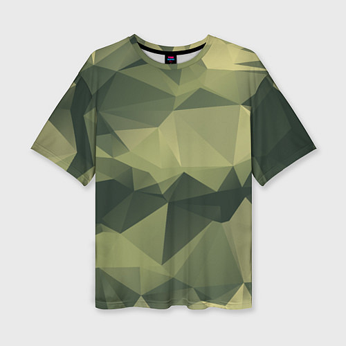Женская футболка оверсайз 3д полигоны - камуфляж / 3D-принт – фото 1
