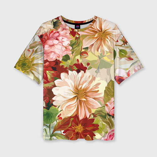 Женская футболка оверсайз Цветочное настроение Цветочки / 3D-принт – фото 1