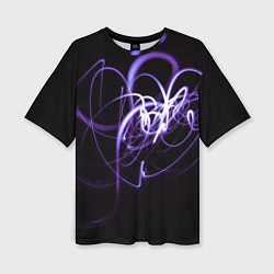 Женская футболка оверсайз Неоновый узор - Фиолетовый