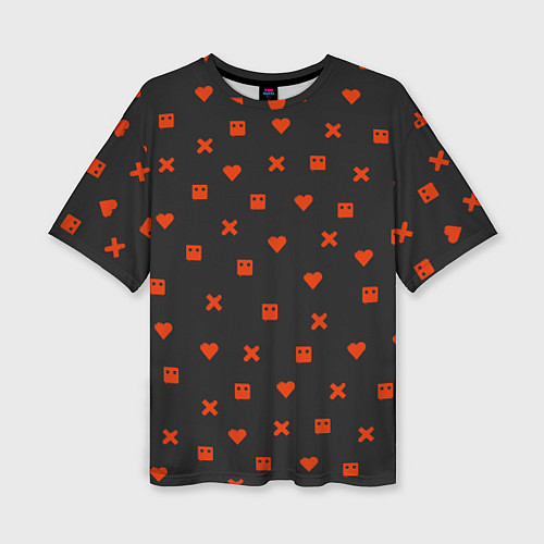 Женская футболка оверсайз Love Death and Robots red pattern / 3D-принт – фото 1