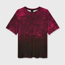 Женская футболка оверсайз Темно-красный абстрактный узор текстура камня