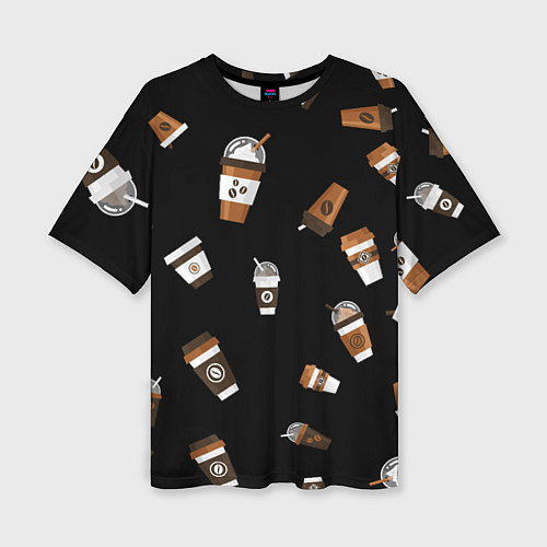 Женская футболка оверсайз Кофейные стаканы / 3D-принт – фото 1
