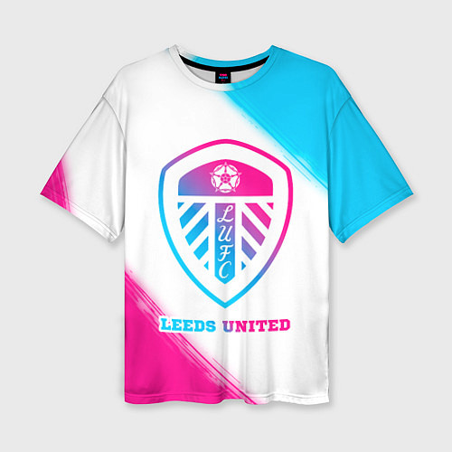 Женская футболка оверсайз Leeds United Neon Gradient / 3D-принт – фото 1