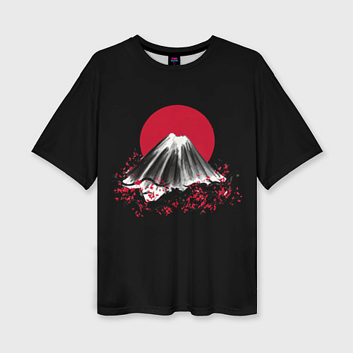 Женская футболка оверсайз Гора Фудзи Цветение сакуры / 3D-принт – фото 1