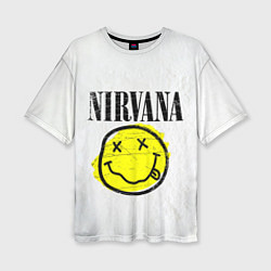 Футболка оверсайз женская Nirvana логотип гранж, цвет: 3D-принт