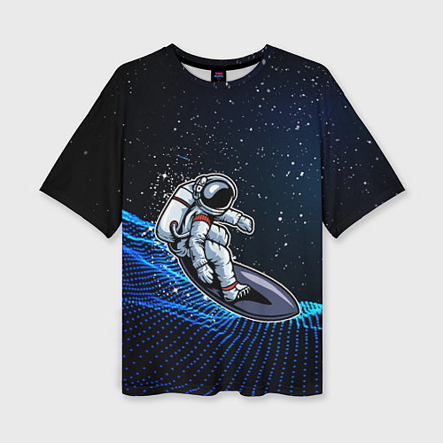 Женская футболка оверсайз Космонавт на доске - серфинг / 3D-принт – фото 1