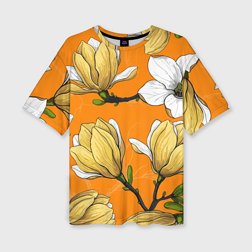 Женская футболка оверсайз Удивительные летние тропические цветы с нераскрывш / 3D-принт – фото 1
