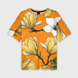 Женская футболка оверсайз Удивительные летние тропические цветы с нераскрывш
