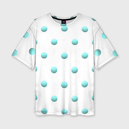 Женская футболка оверсайз Редкий бирюзовый горох 3д / 3D-принт – фото 1
