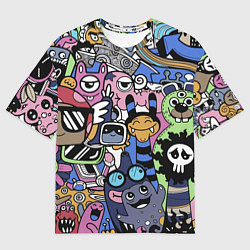 Футболка оверсайз женская Милые и веселые монстры, цвет: 3D-принт