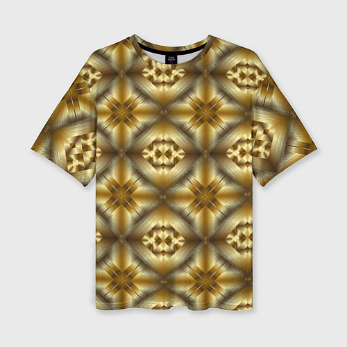 Женская футболка оверсайз Калейдоскоп GOLD золотые 3D текстуры / 3D-принт – фото 1