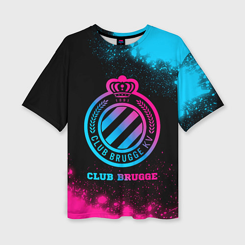 Женская футболка оверсайз Club Brugge Neon Gradient / 3D-принт – фото 1