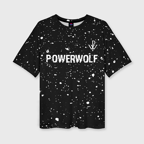 Женская футболка оверсайз Powerwolf Glitch на темном фоне / 3D-принт – фото 1