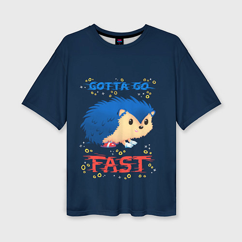 Женская футболка оверсайз Little Sonic gotta go fast / 3D-принт – фото 1