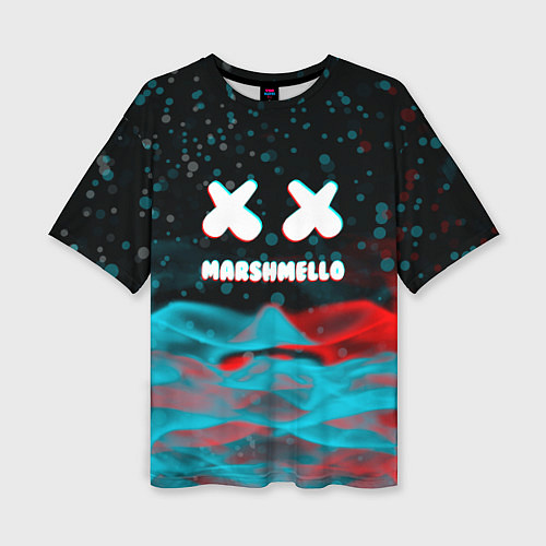 Женская футболка оверсайз Marshmello logo крапинки / 3D-принт – фото 1