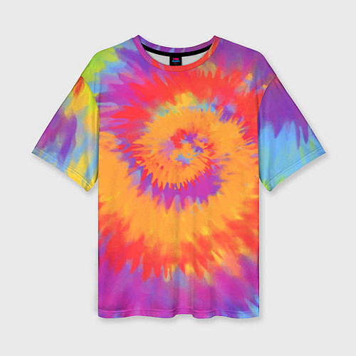Женская футболка оверсайз Тай дай в радуге / 3D-принт – фото 1