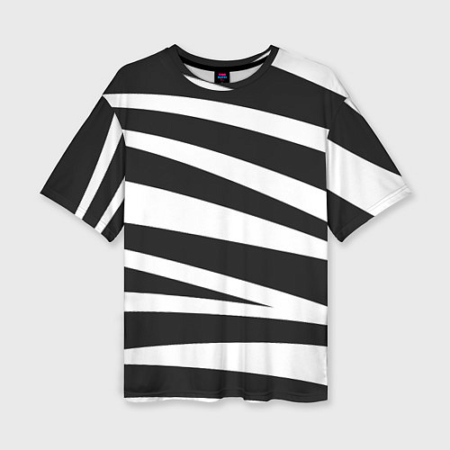 Женская футболка оверсайз Зебра чёрные и белые полосы / 3D-принт – фото 1
