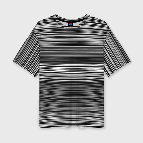 Женская футболка оверсайз Black and white thin stripes Тонкие полосы / 3D-принт – фото 1