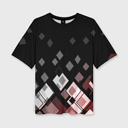 Женская футболка оверсайз Geometric pattern черно-коричневый узор Ромбы