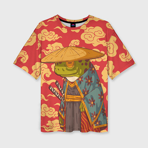 Женская футболка оверсайз Старая самурайская лягуха / 3D-принт – фото 1