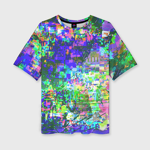 Женская футболка оверсайз Красочный авангардный глитч Экспрессия / 3D-принт – фото 1