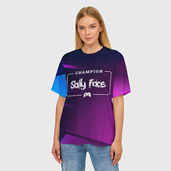 Футболка оверсайз женская Sally Face Gaming Champion: рамка с лого и джойсти, цвет: 3D-принт — фото 2