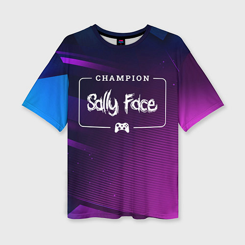 Женская футболка оверсайз Sally Face Gaming Champion: рамка с лого и джойсти / 3D-принт – фото 1