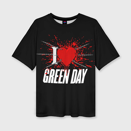 Женская футболка оверсайз Green Day Сердце / 3D-принт – фото 1