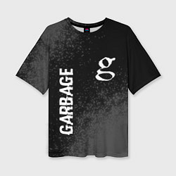 Женская футболка оверсайз Garbage Glitch на темном фоне