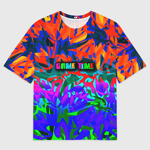Женская футболка оверсайз Game time Абстрактный пятнистый узор / 3D-принт – фото 1
