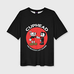 Женская футболка оверсайз Cuphead & Bendy