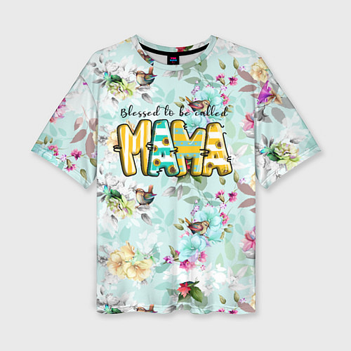 Женская футболка оверсайз Мама - буквы в полосочку / 3D-принт – фото 1