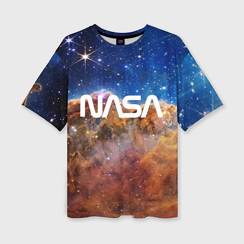 Женская футболка оверсайз Лого NASA и Туманность Киля / 3D-принт – фото 1