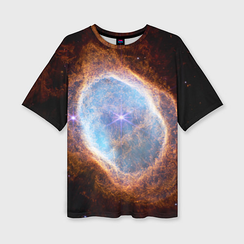 Женская футболка оверсайз Туманность Южное кольцо наблюдаемое телескопом Уэб / 3D-принт – фото 1