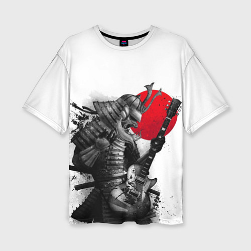 Женская футболка оверсайз Самурай гитарист / 3D-принт – фото 1